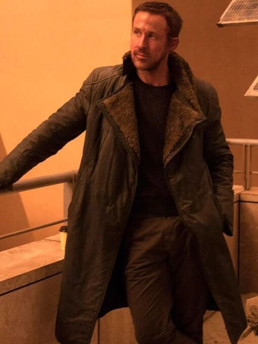 Ryan Gosling Shearling Black Leather Coat