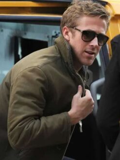 Ryan Gosling Shearling Green Cotton Jacket