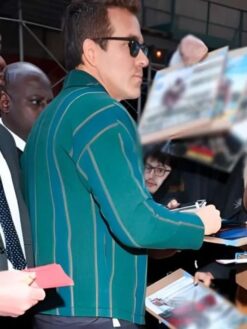 Ryan Reynolds NYC Green Striped Wool Jacket