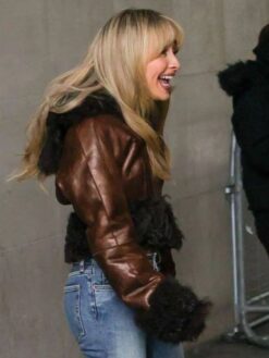 Sabrina Carpenter Shearling Brown Leather Jacket