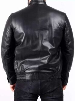 Shiny Fitted Black Leather Jacket