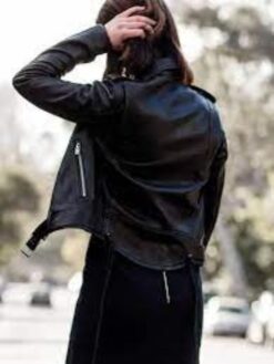 The Menu Margot Black Leather Biker Jacket