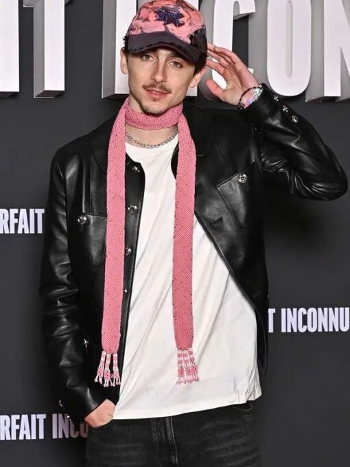 Timothee Chalamet Black Leather Jacket