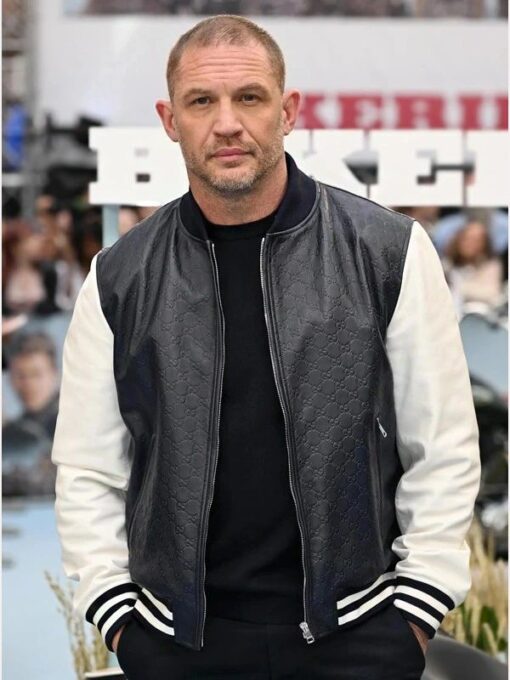 Tom Hardy Black and White Leather Jacket