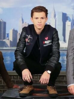 Tom Holland Black Wool Bomber Jacket