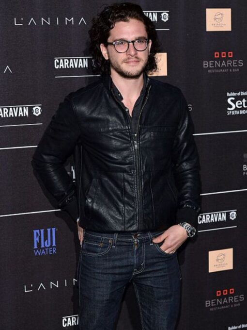 Annual Party Kit Harington Black Leather Jacket