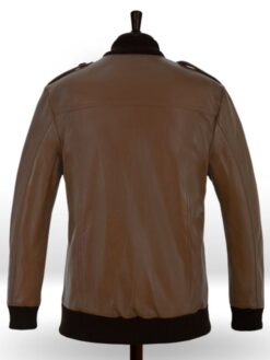 Cristiano Ronaldo Brown Leather Bomber Jacket