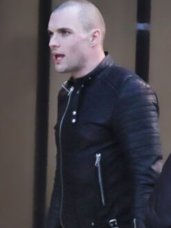 Ed Skrein Black Leather Jacket
