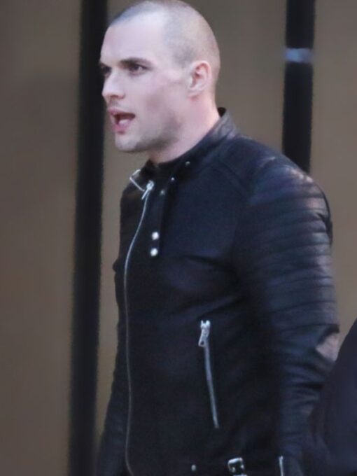 Ed Skrein Black Leather Jacket