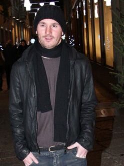 Lionel Messi Black Leather Jacket