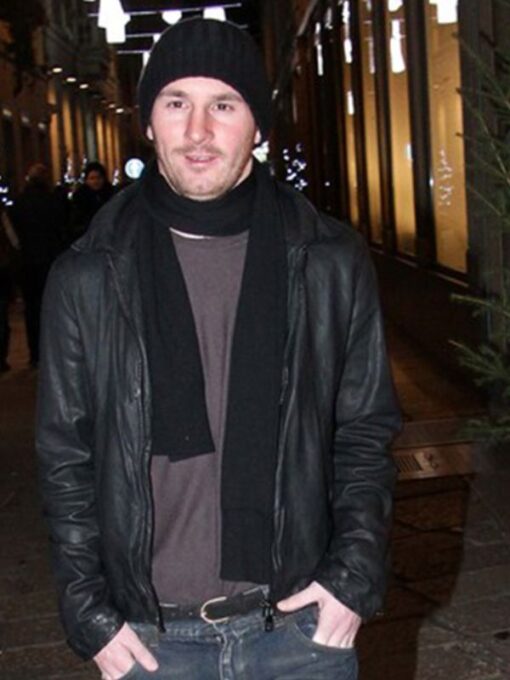 Lionel Messi Black Leather Jacket