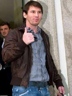 Lionel Messi Brown Leather Jacket