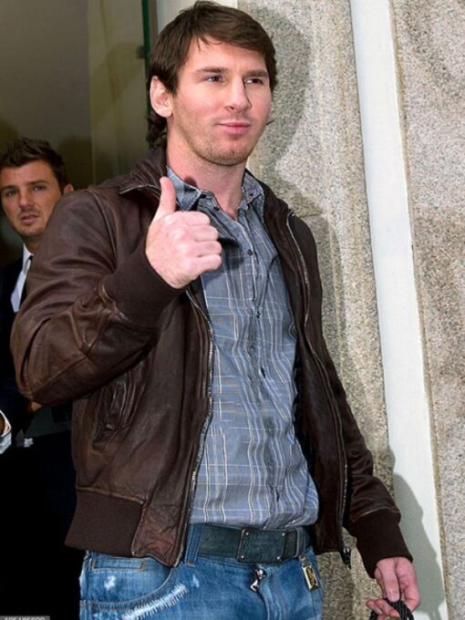 Lionel Messi Brown Leather Jacket