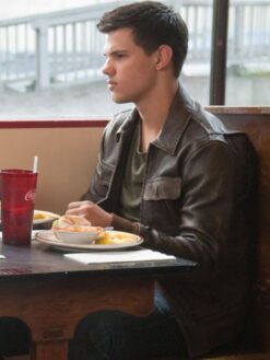 Taylor Lautner Brown Leather Bomber Jacket