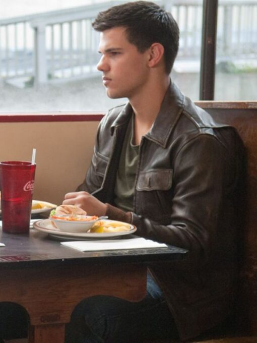 Taylor Lautner Brown Leather Bomber Jacket