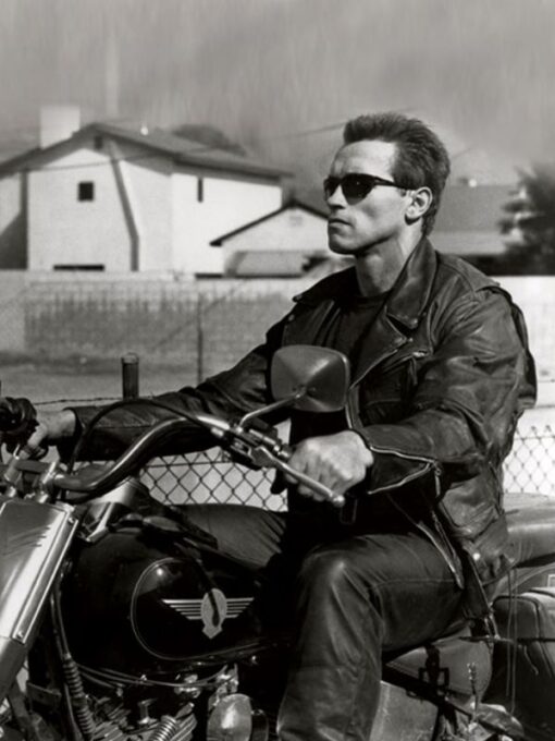 The Terminator Black Leather Biker Jacket