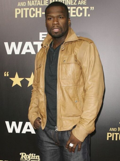 50 Cent Beige Leather Jacket