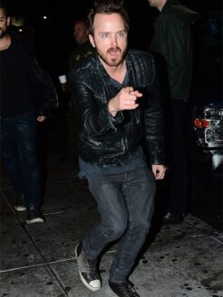 Aaron Paul Black Leather Jacket