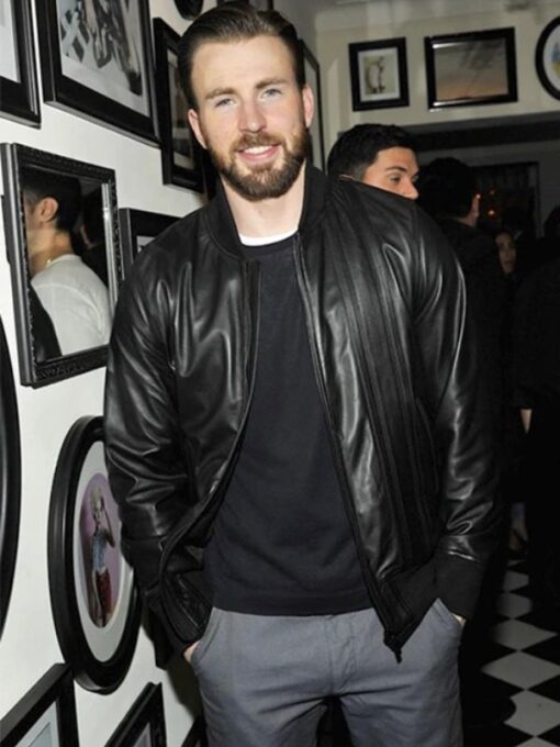 Actor Chris Evans Black Jacket