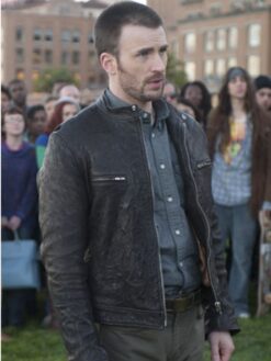 Chris Evans Black Leather Jacket