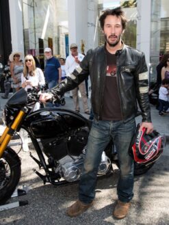 Keanu Reeves Black Leather Biker Jacket
