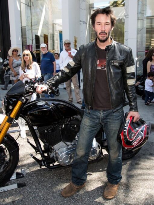 Keanu Reeves Black Leather Biker Jacket