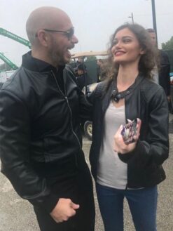 Pit Bull Black Leather Bomber Jacket