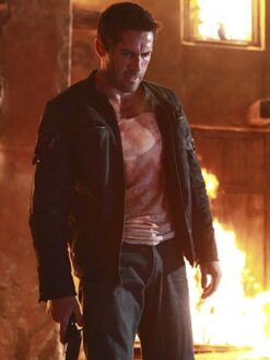 Scott Adkins Black Leather Jacket