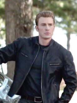 Steve Rogers Black Leather Jacket