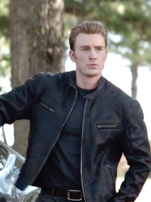 Steve Rogers Black Leather Jacket